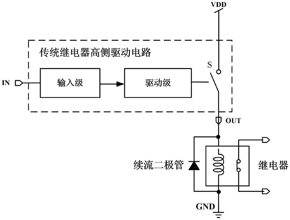 A high-voltage relay high-side drive circuit