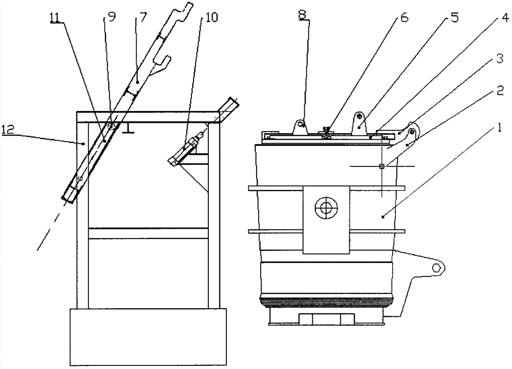 Rail bracket type steel ladle adding cover device