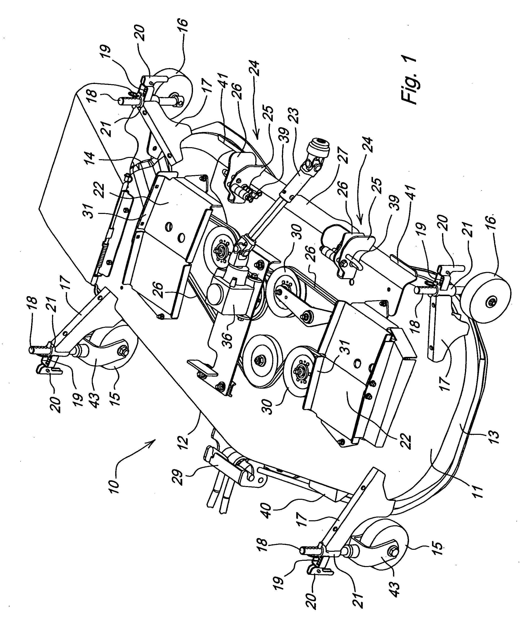 Drive over mower deck