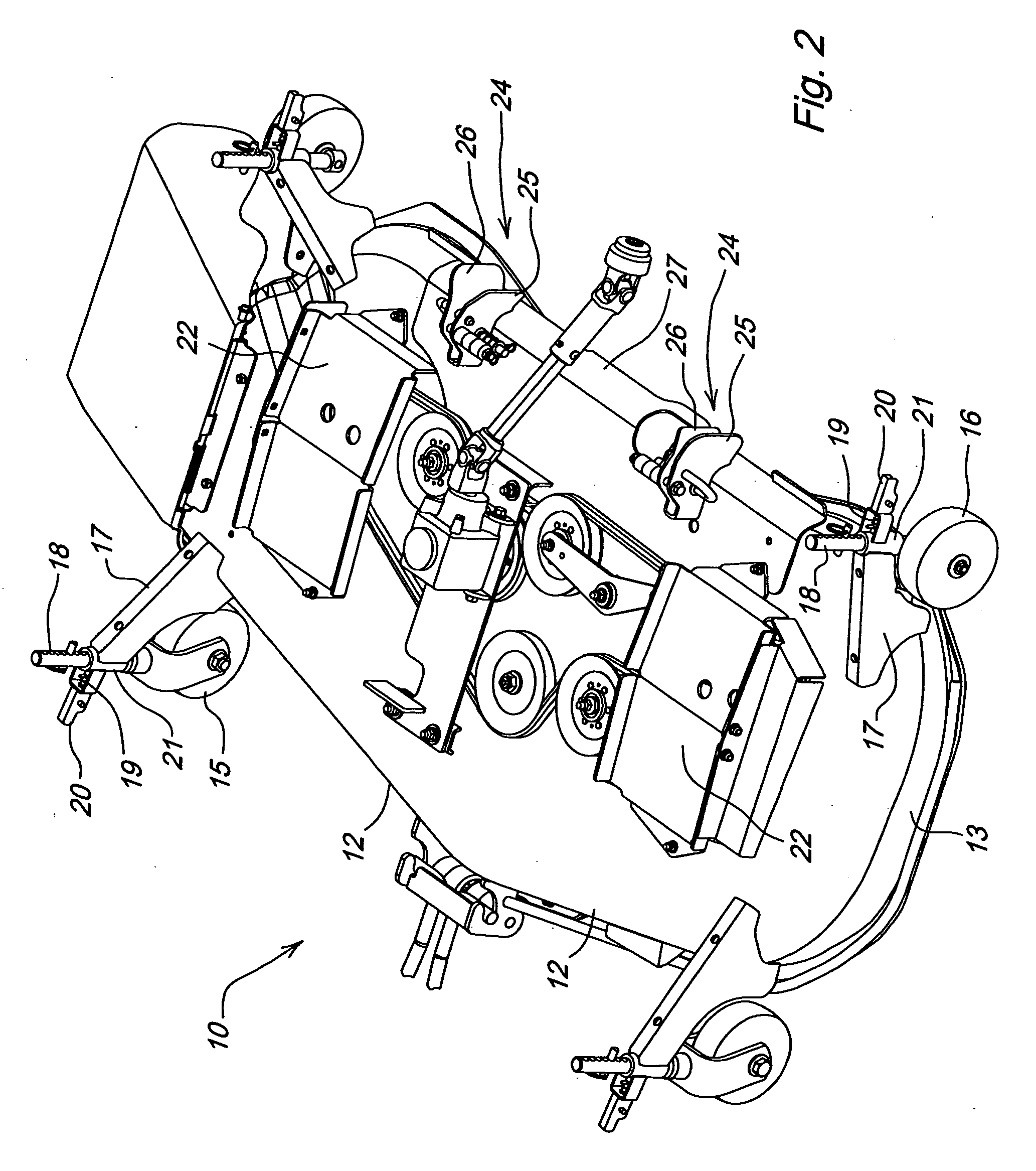 Drive over mower deck