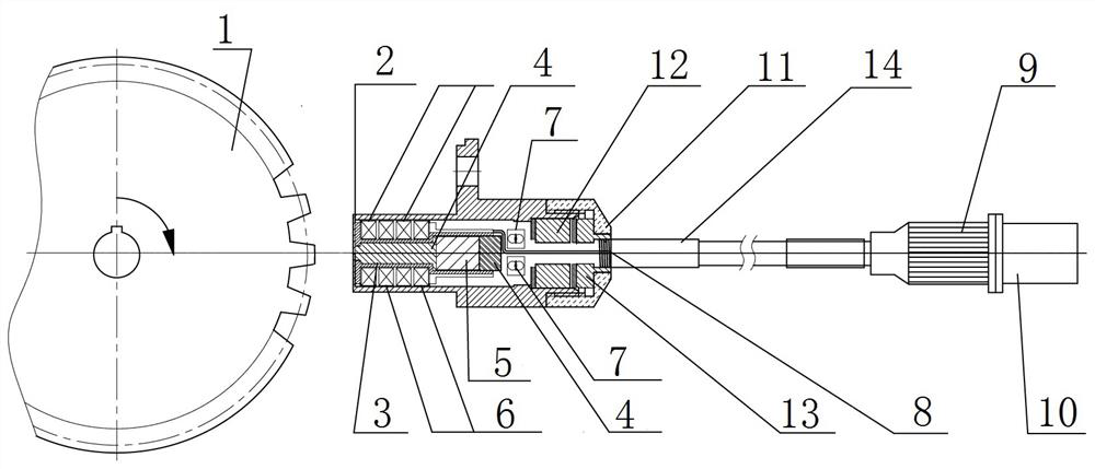 High-reliability environment-adaptability magneto-electric rotating speed sensor for engine and preparation method