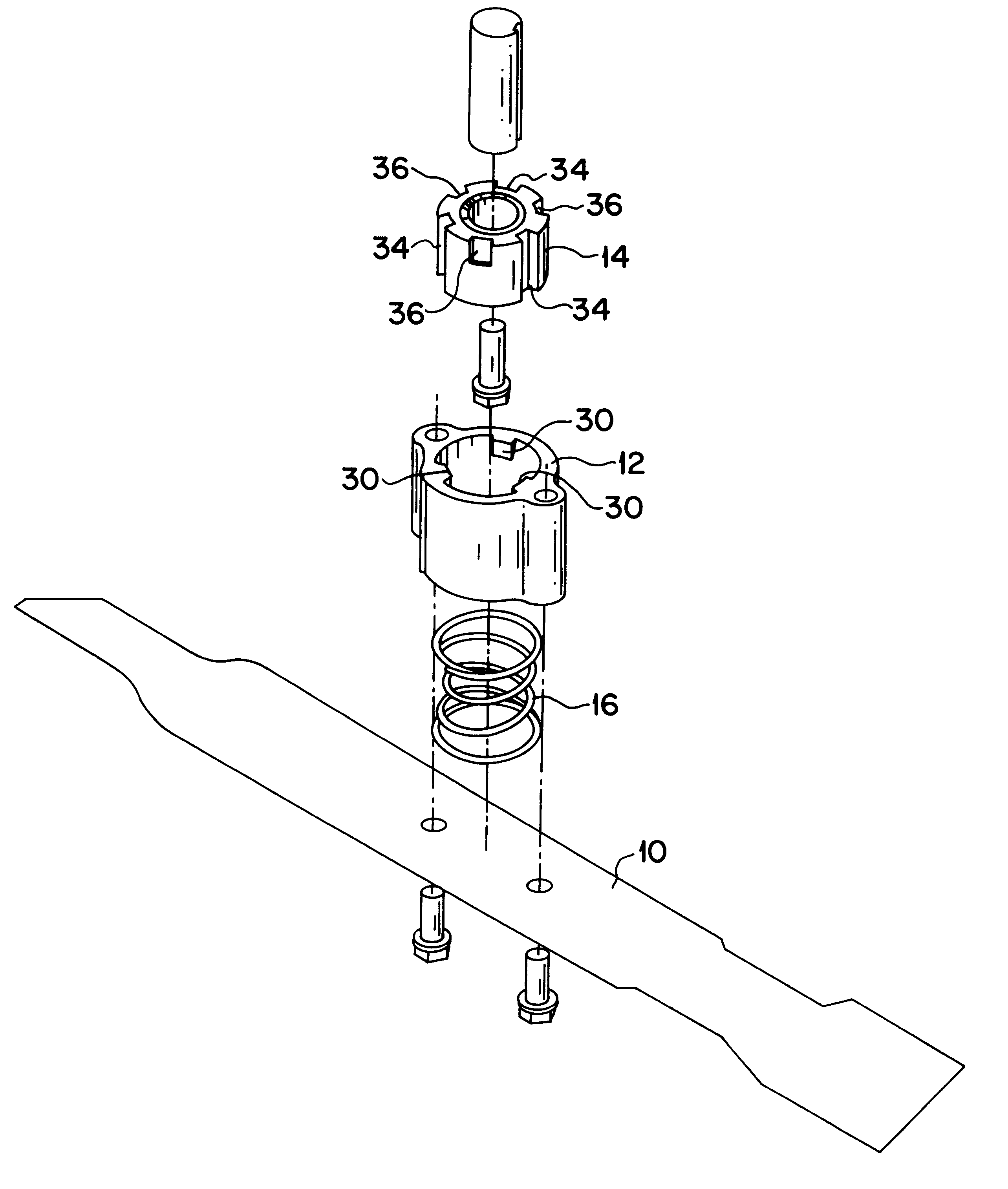 Quick change blade assembly for a rotary mower