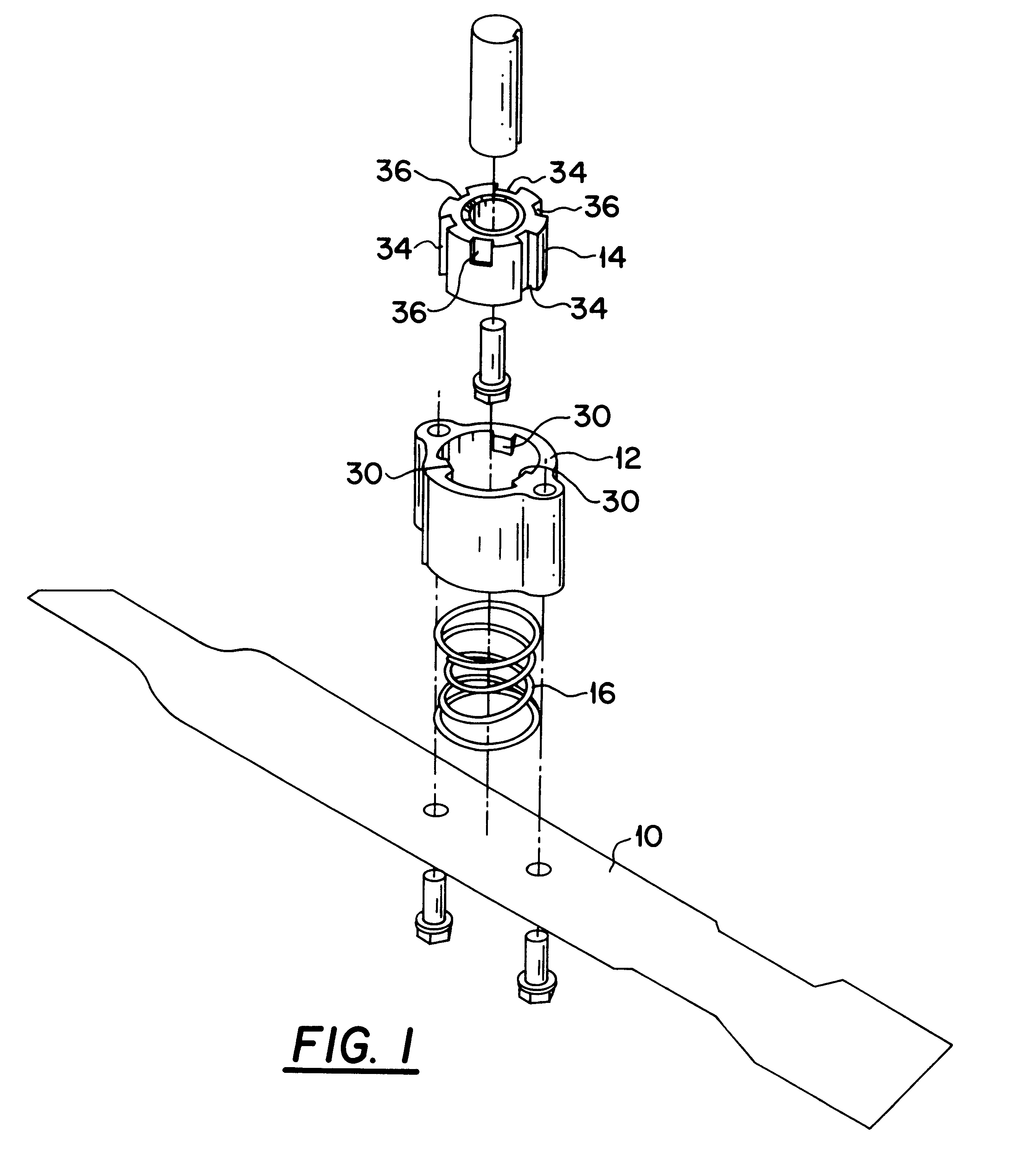 Quick change blade assembly for a rotary mower