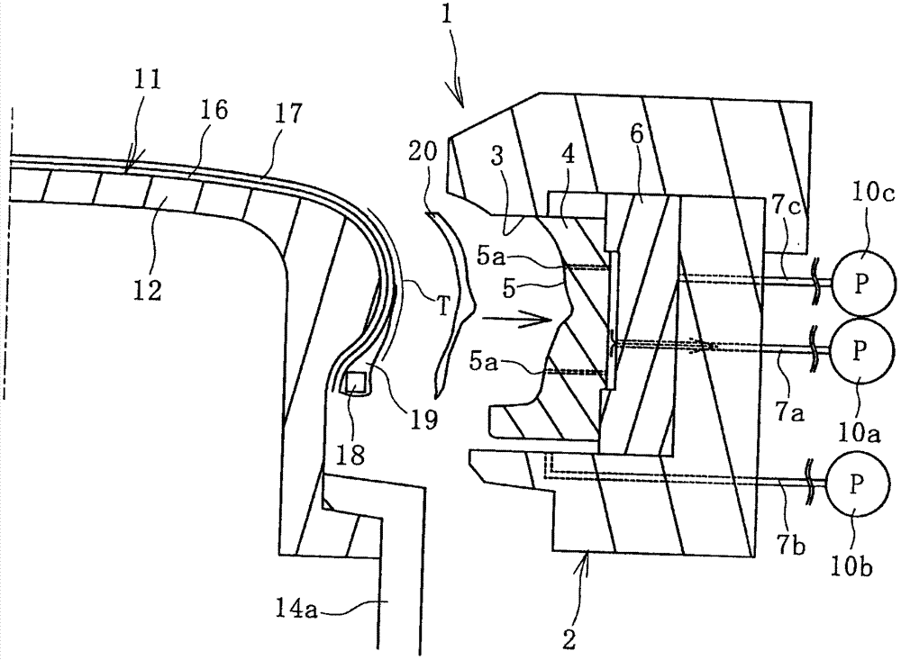 Pneumatic tire molding method and molding apparatus