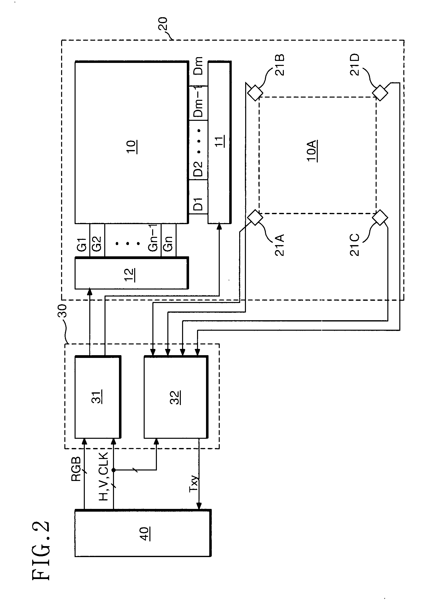 Display device having multi-touch recognizing function and driving method thereof