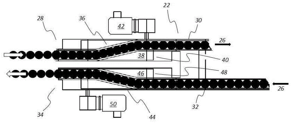 Storage section of a conveyor device and method for temporarily storing articles