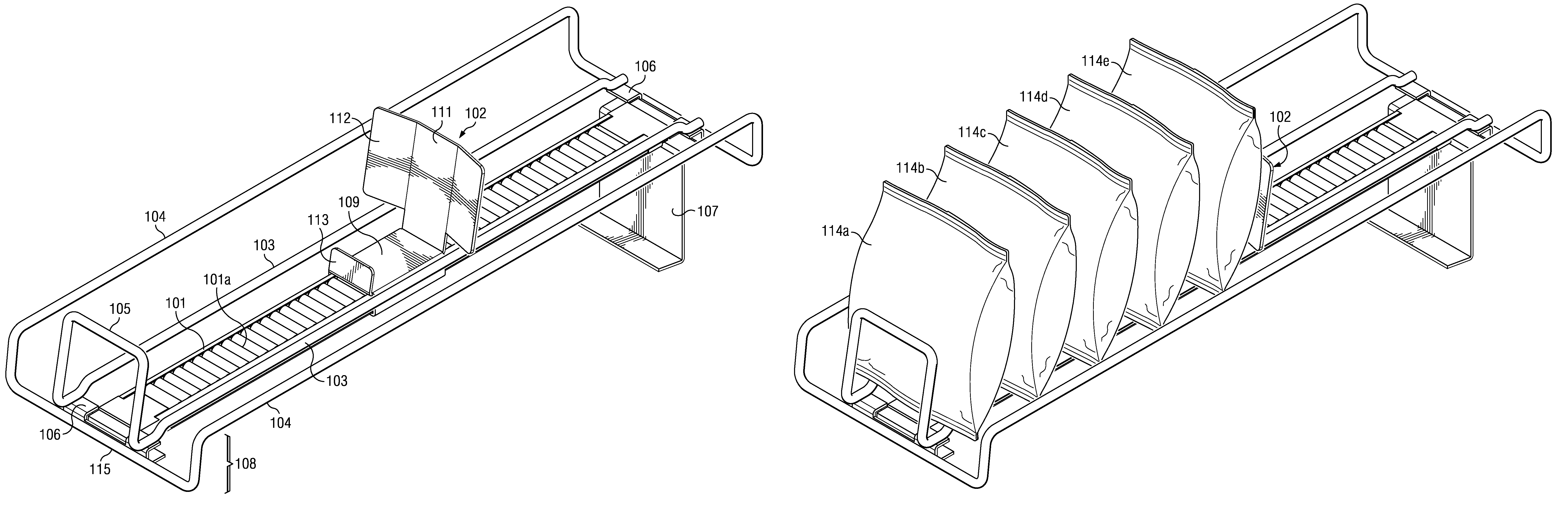 Dual plane self-adjusting shelf