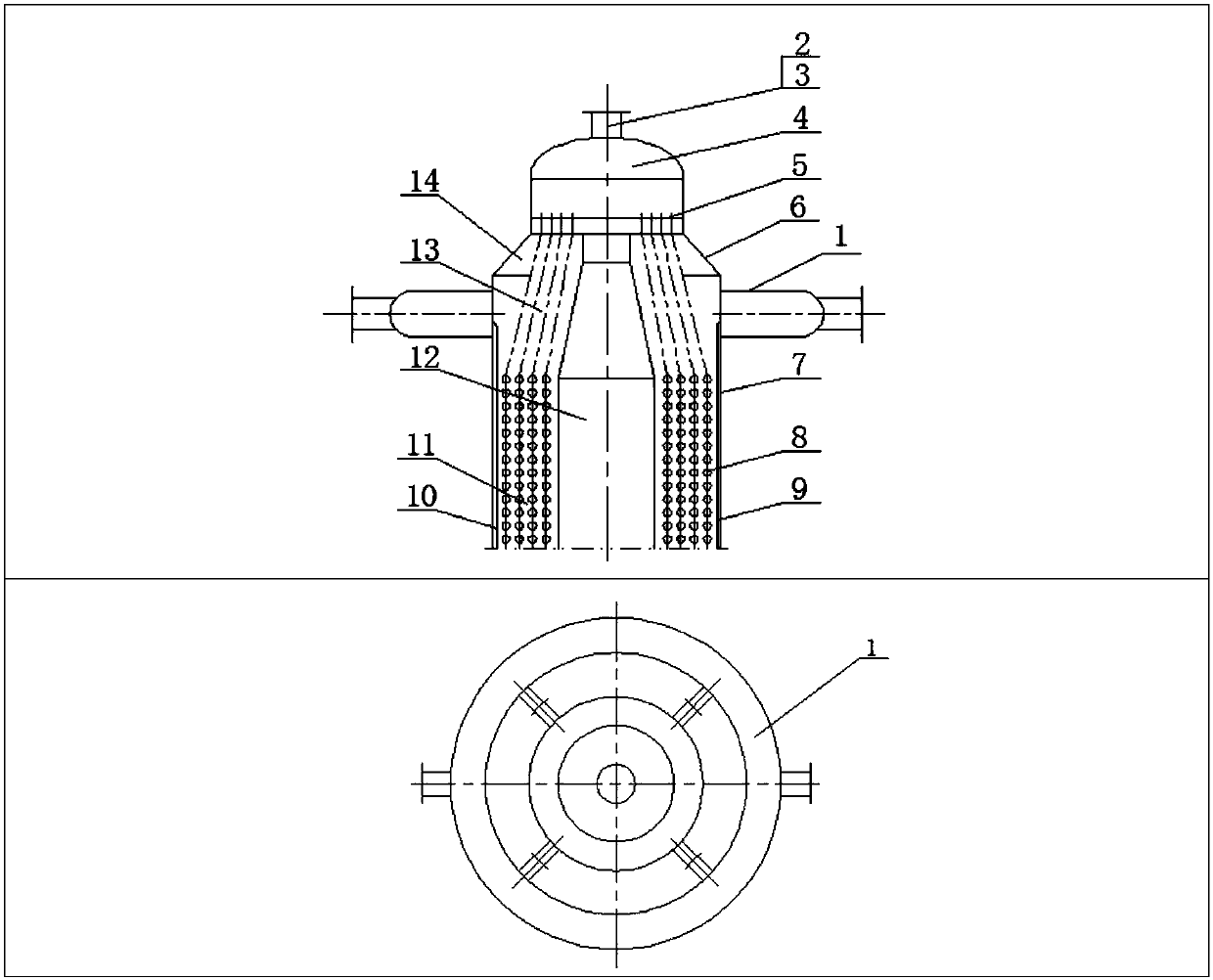 Winding tube type heat exchanger with circular tube flow guider and inner lining barrel device