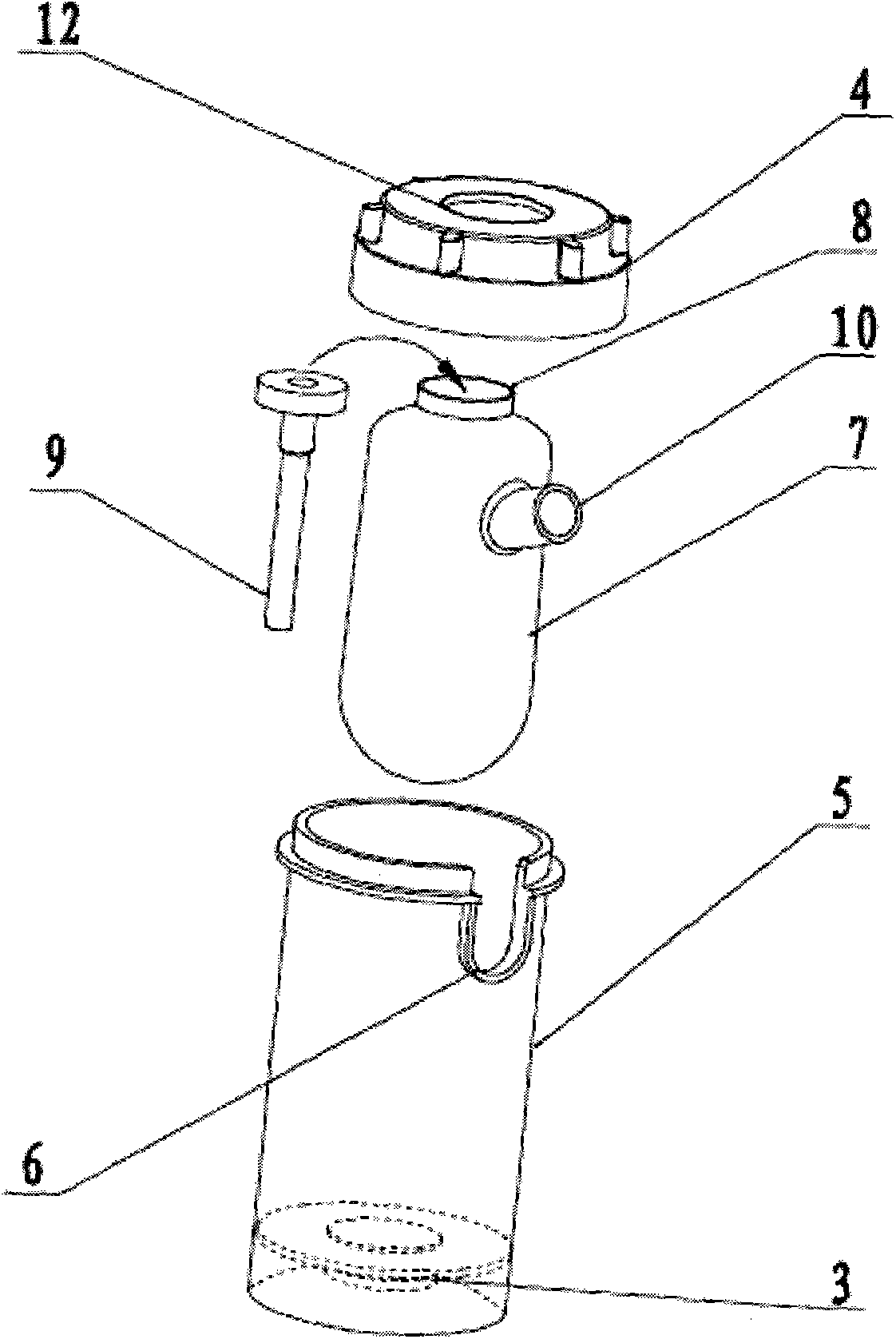 Separable oxygen-inhaling ultrasonic dosing device for atomizing tank