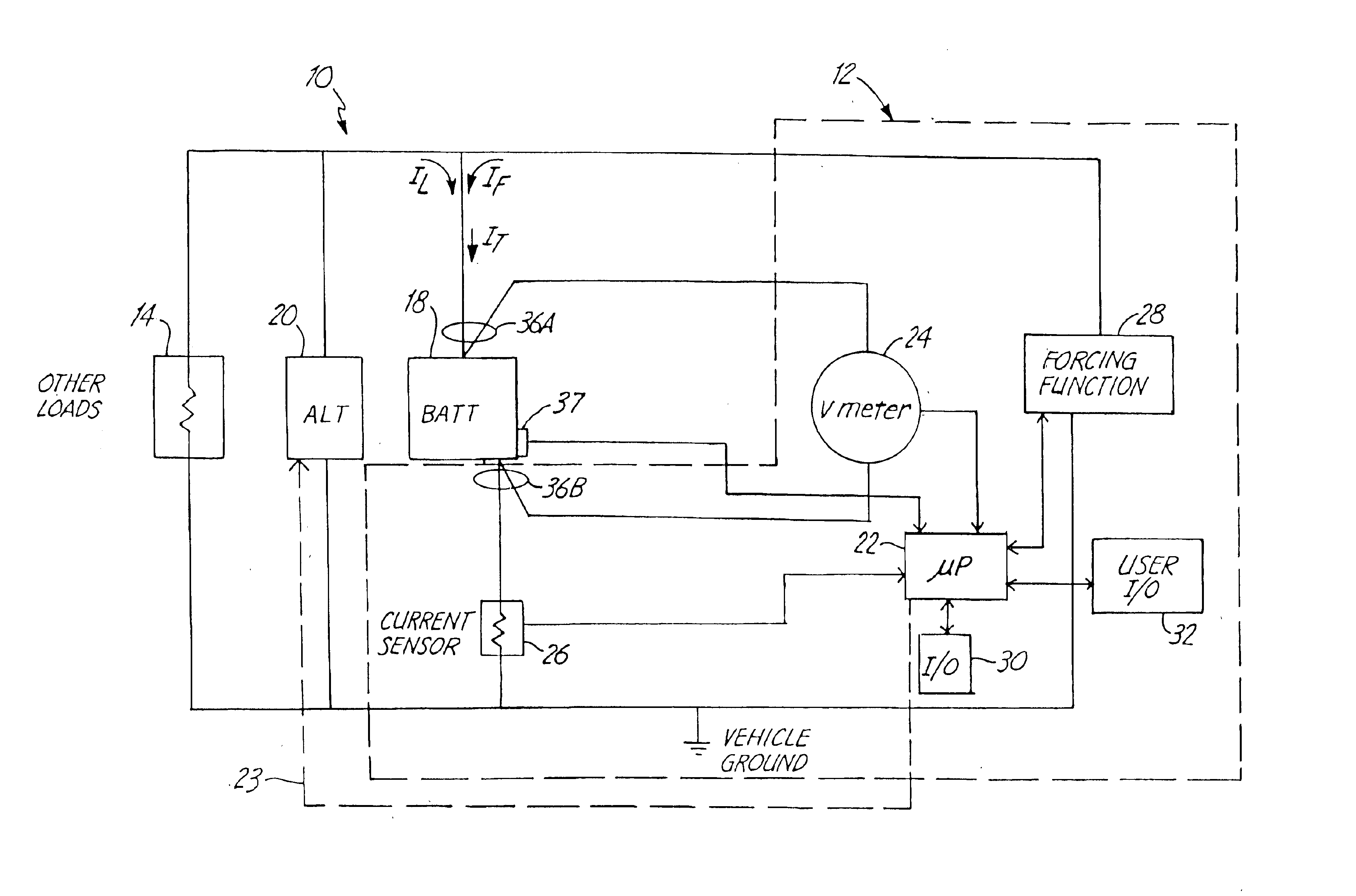 In-vehicle battery monitor