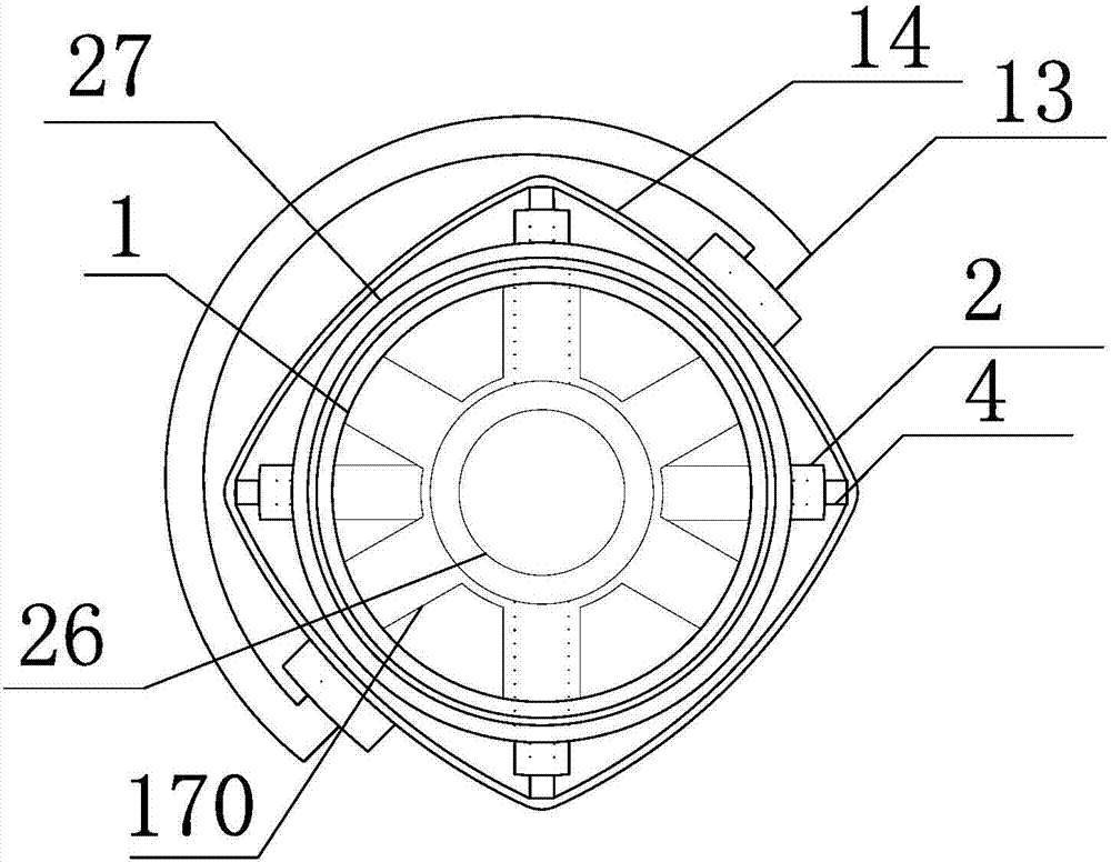 Rotary mop jet-flow washing spin dryer with rotary movable-pin self-locking lifting lateral axial prismatic cylinder