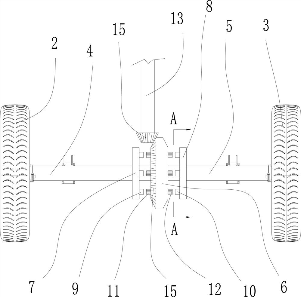 Rear axle differential mechanism on a three-wheeled motorcycle