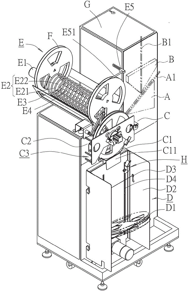 Transmission method and device for reeling case used for electronic element packaging conveyor belt