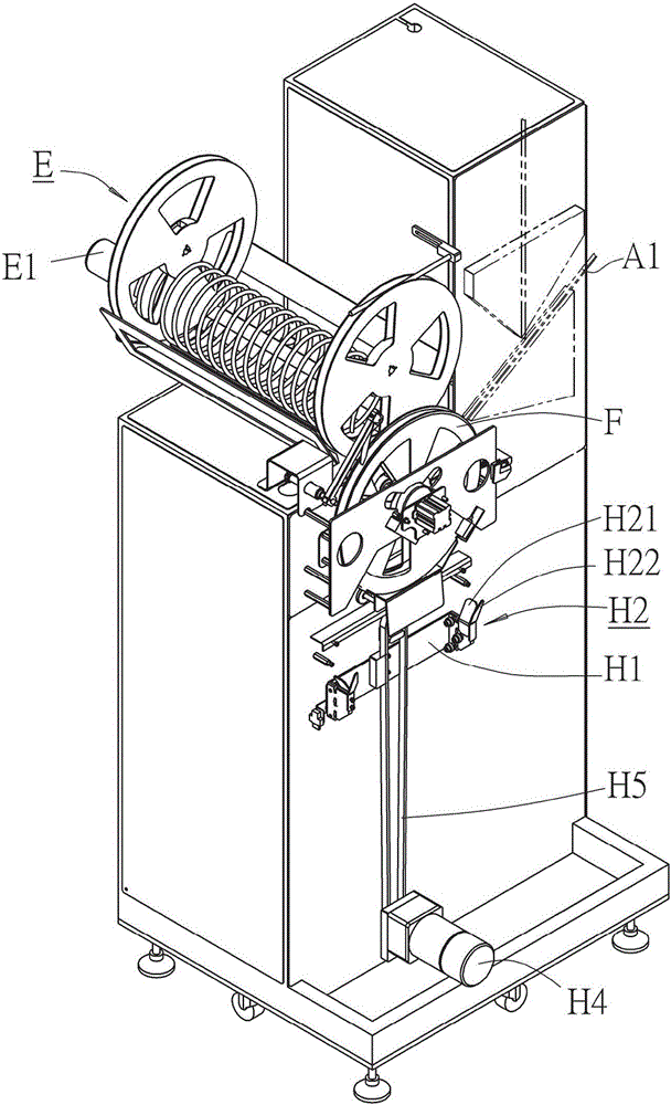 Transmission method and device for reeling case used for electronic element packaging conveyor belt