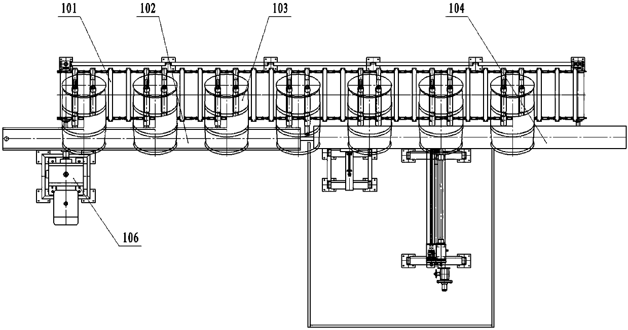 High-pressure water jet cleaning automatic line of wide-opening barrel-shaped containers