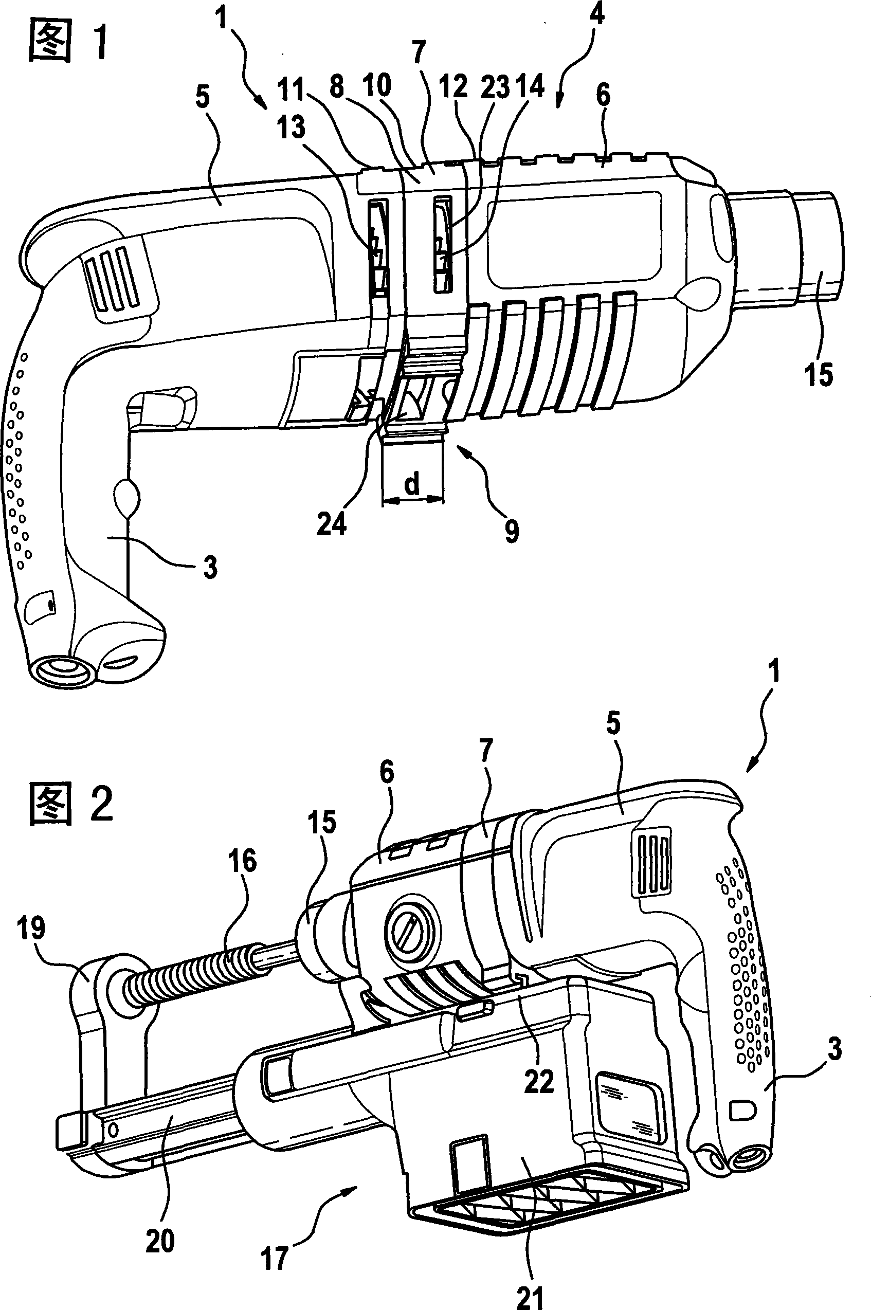 Handheld electrical tool with a suction module for a dust separation device