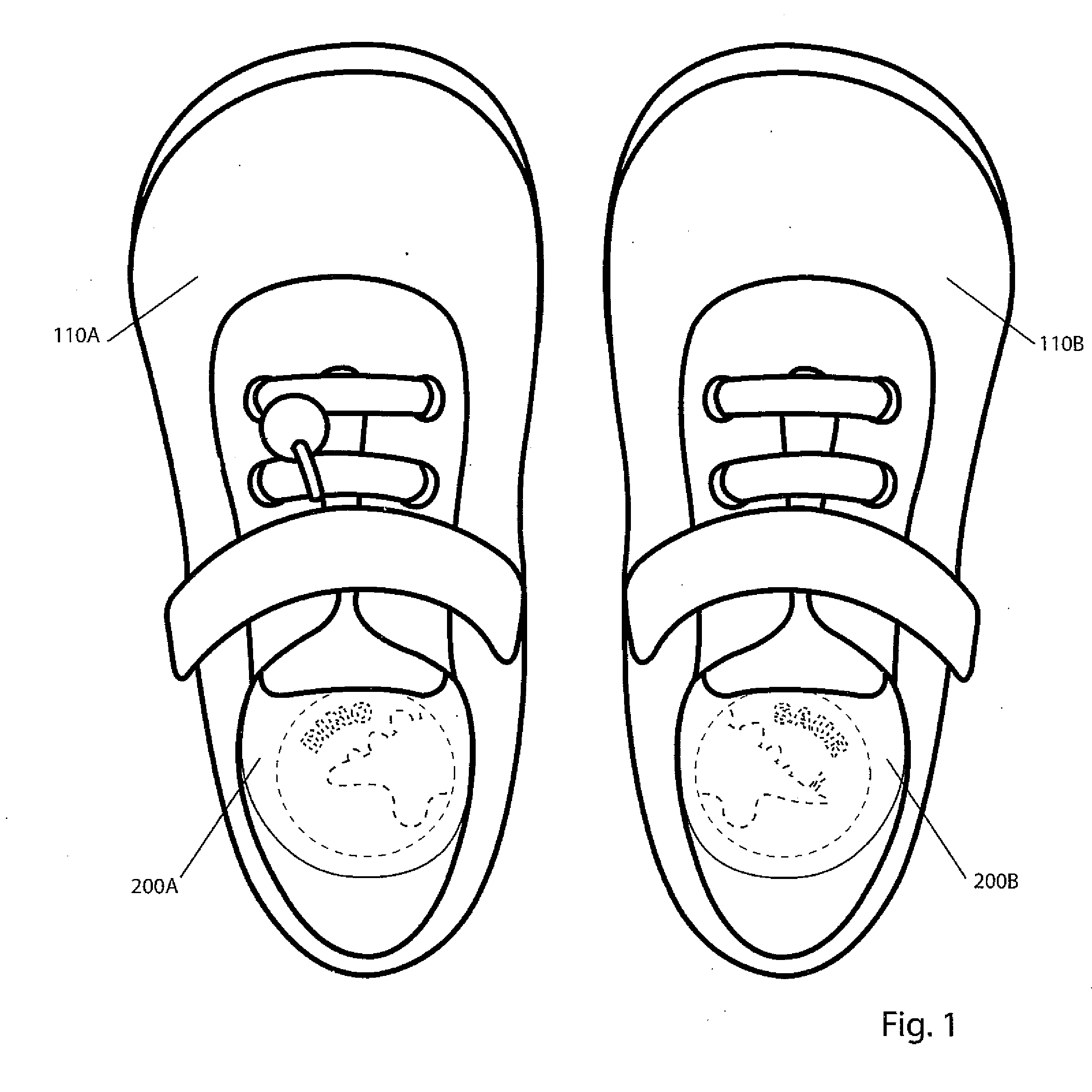 Educational method for identifying right and left footwear utilizing a split graphic and corresponding split word footwear insert