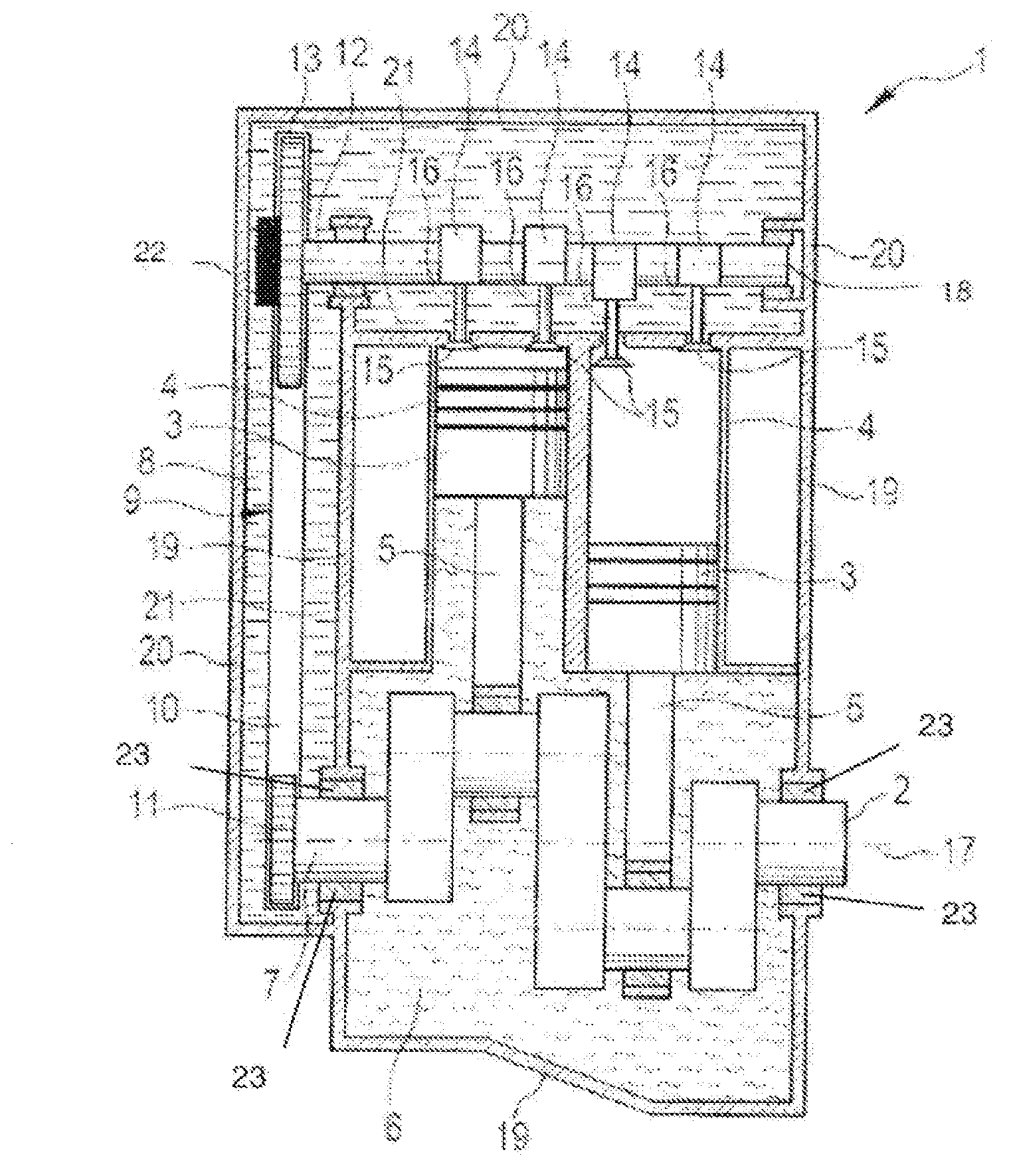 Internal combustion engine having two lubricating chambers separated from one another in a fluid-tight manner