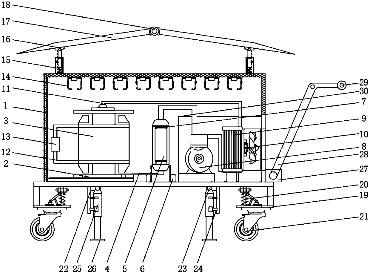 Transformer capable of being conveniently moved and fixed and achieving cooling function