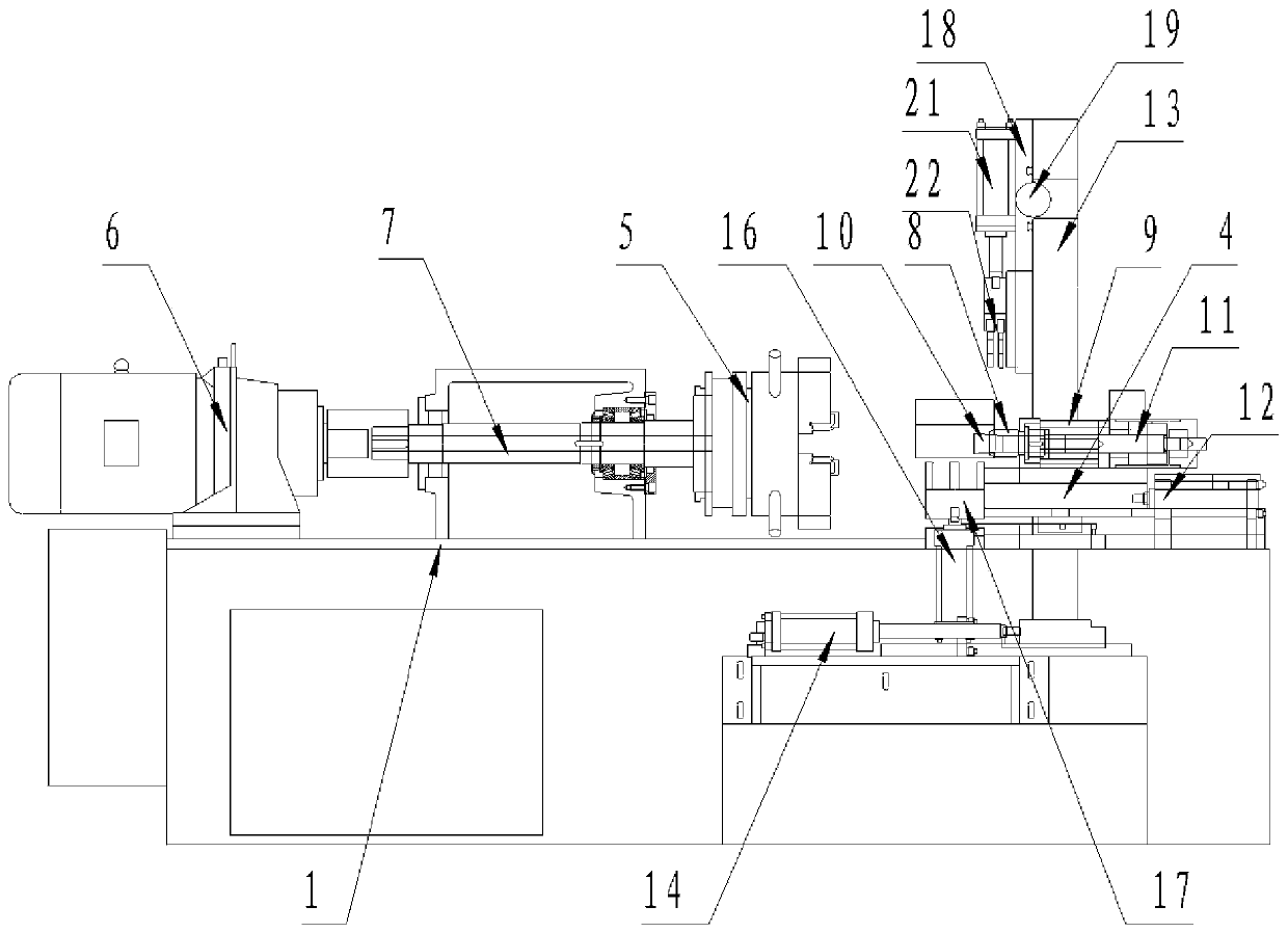 Automatic threading machining device for large-opening-diameter steel pipe joint