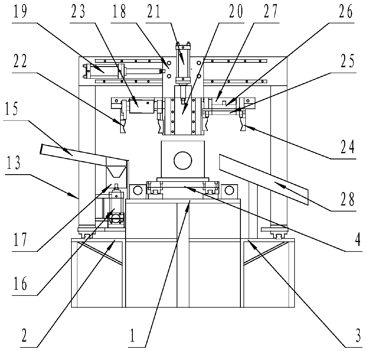 Automatic threading machining device for large-opening-diameter steel pipe joint