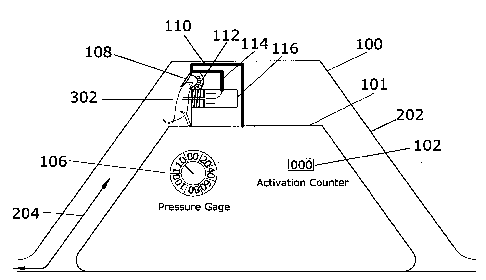 Pneumatic activated device for rodent control