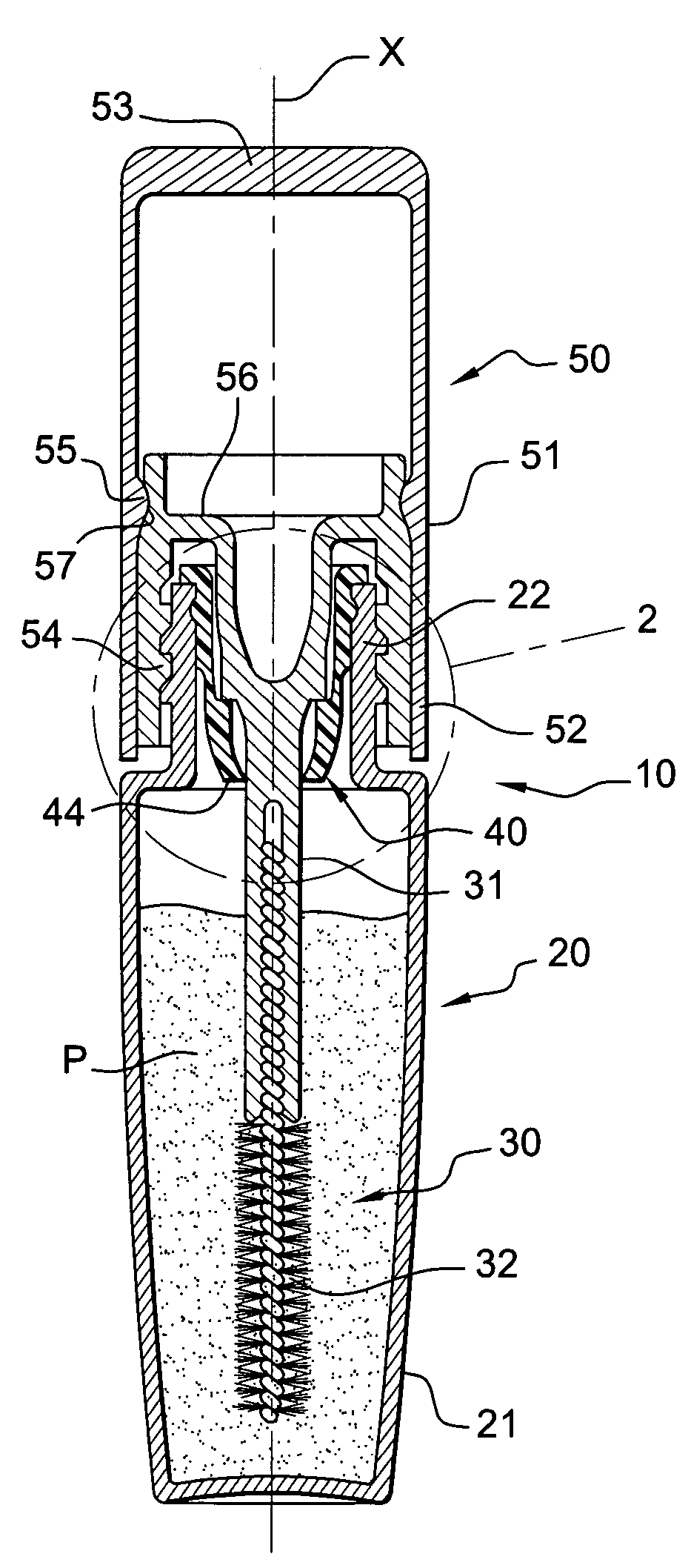 Device for packaging and application of a product