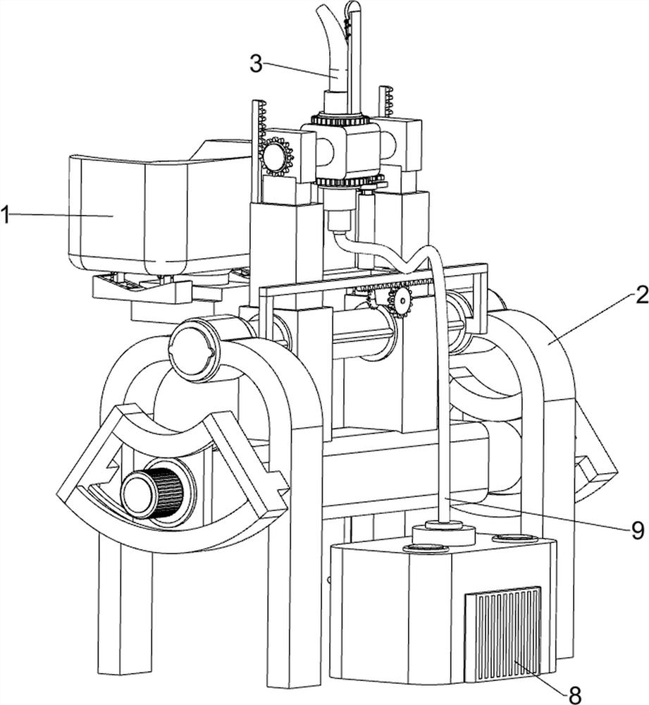 A multi-angle adjustment sandblasting tooth cleaning device with lens self-cleaning