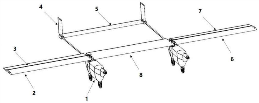 Flight mechanics modeling method for wingtip hinge combined type flight platform