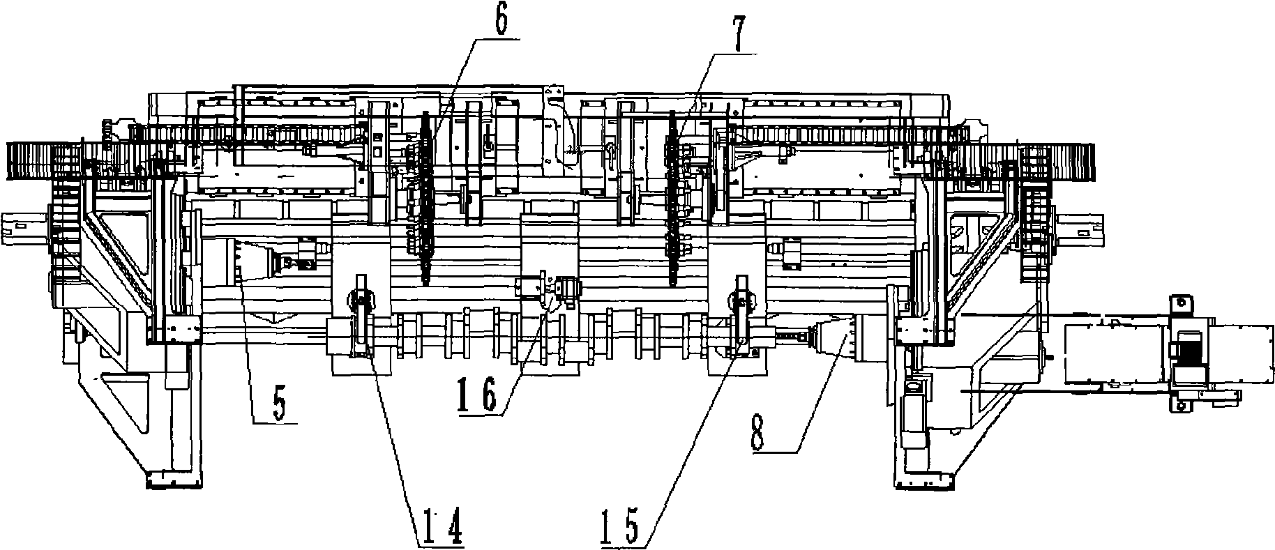 Double-magazine double main-shaft machine tool for processing two-end holes of crankshaft