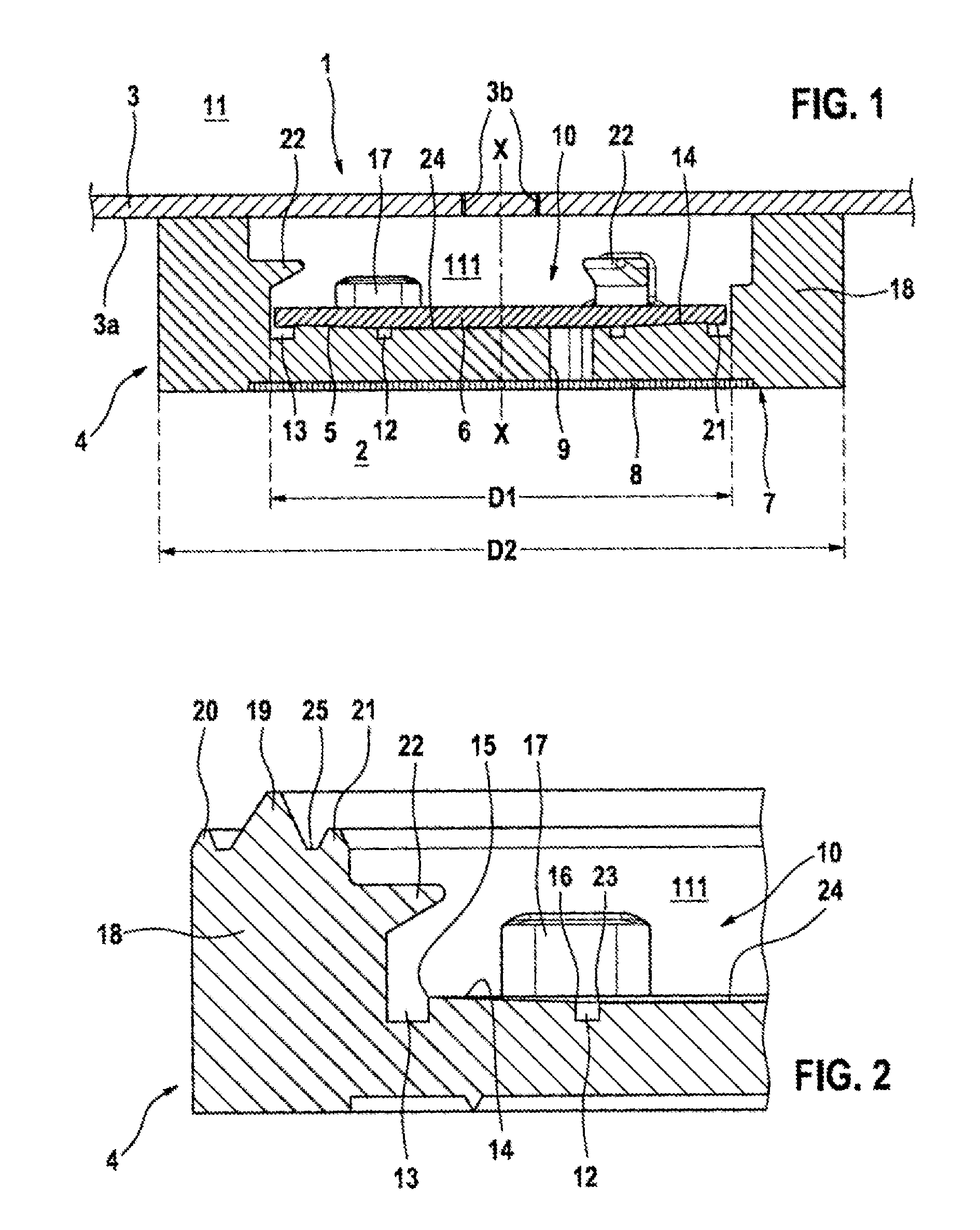 Pressure relief valve with small dimensions