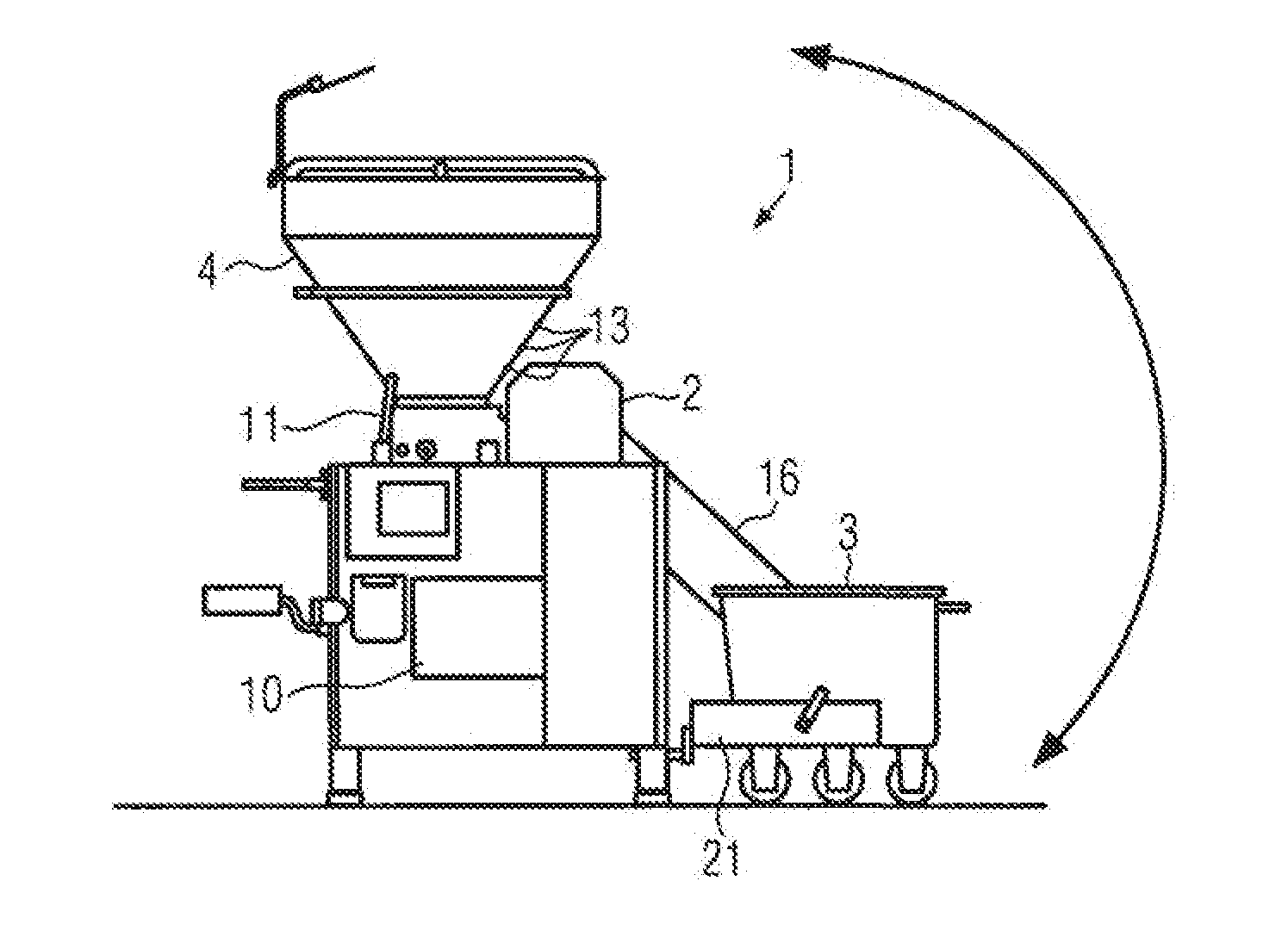 Device and method for loading a food processing machine, in particular a filling machine or a cutter, with food