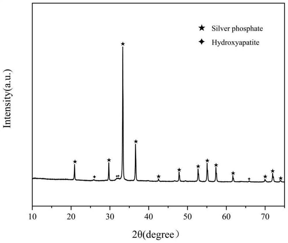 Method for preparing Ag3PO4/GO/HAP composite photocatalyst by utilizing bovine bones