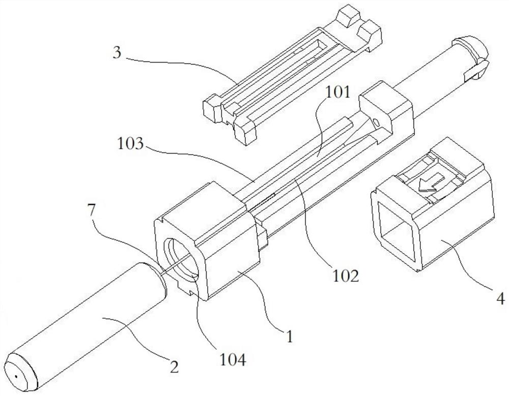 V-groove insertion core assembly and optical fiber connector with same