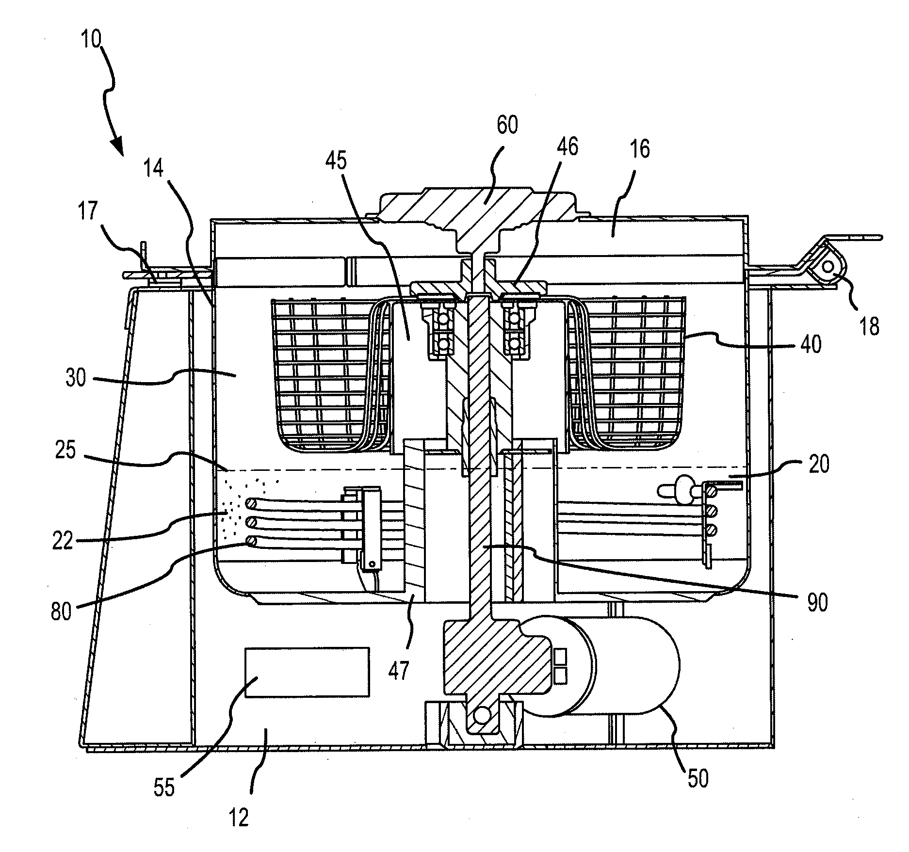 Fryer device with oil removal and conveyor system