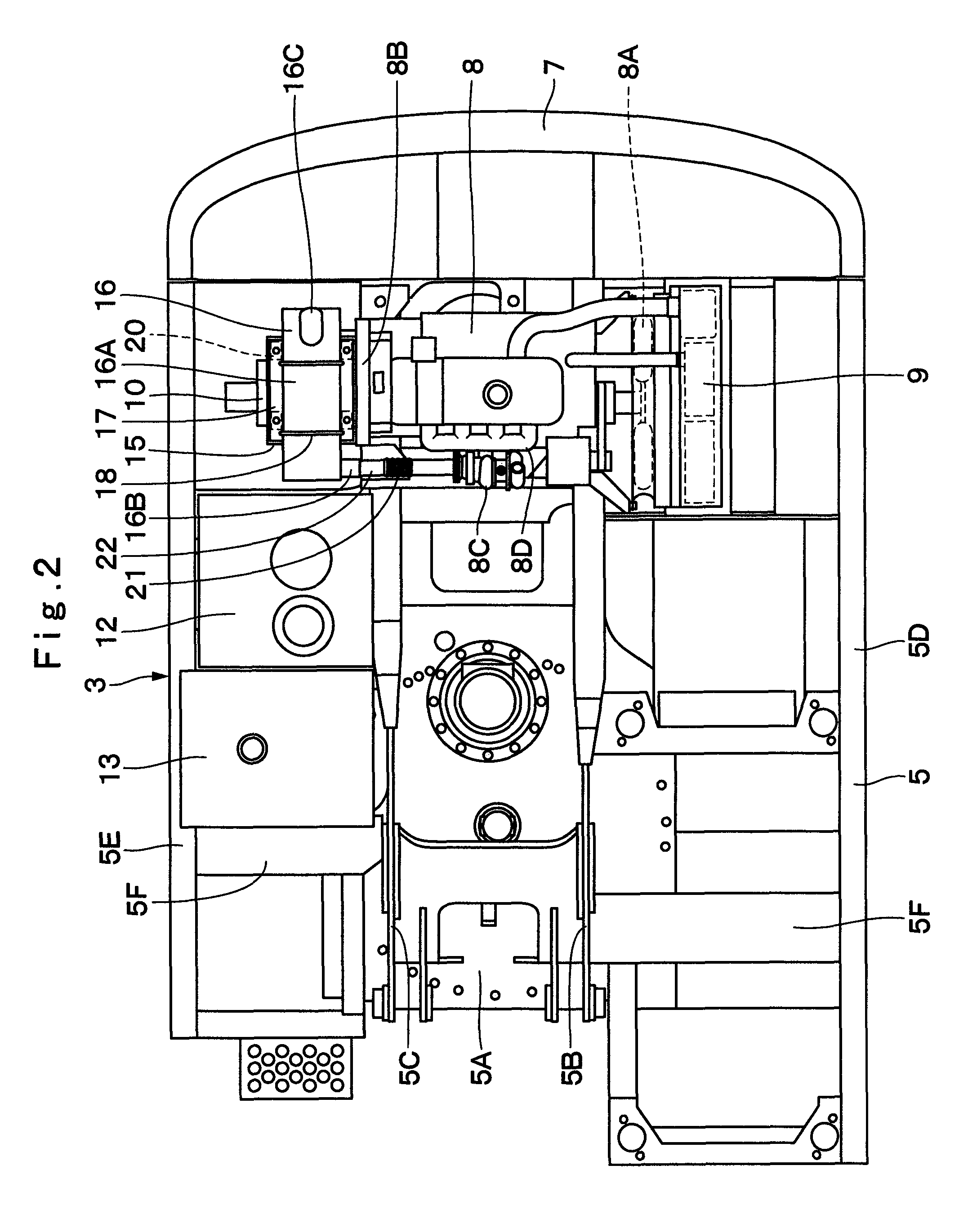 Exhaust gas treatment device for construction machine