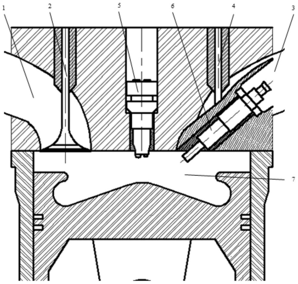 Combustion device and method for a dual-fuel engine based on a dual-needle valve injector