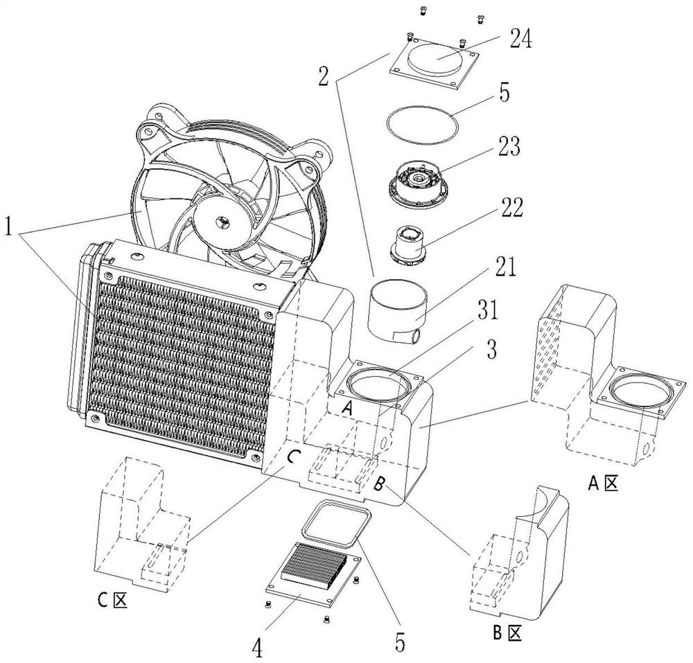 A tubeless liquid cooling system