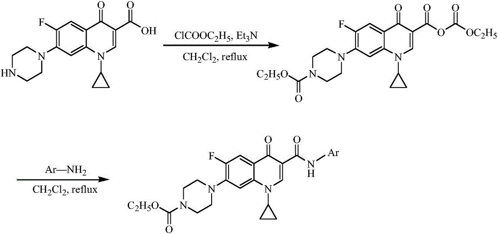 Ciprofloxacin C3 amide derivative, preparation method thereof and application