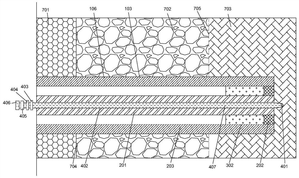 Device for diagnosing and repairing low-temperature unfrozen defect caused by breakage of freezing pipe at soft-hard interface