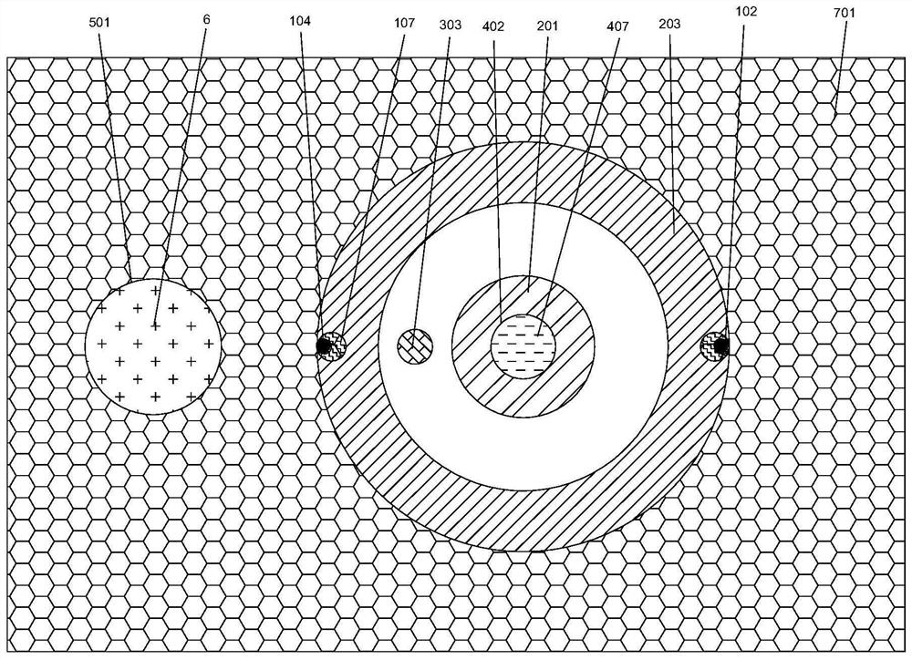 Device for diagnosing and repairing low-temperature unfrozen defect caused by breakage of freezing pipe at soft-hard interface