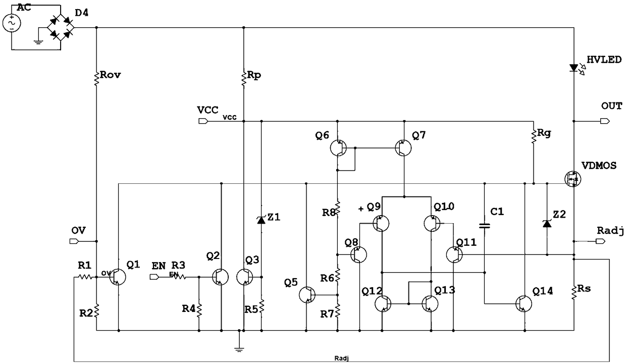 Three temperature zone linear constant power led drive integrated circuit