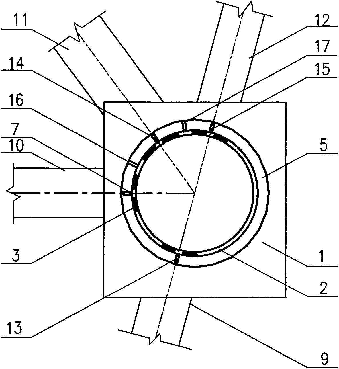 Connected node of concrete filled steel tube combination column and reinforced concrete beams