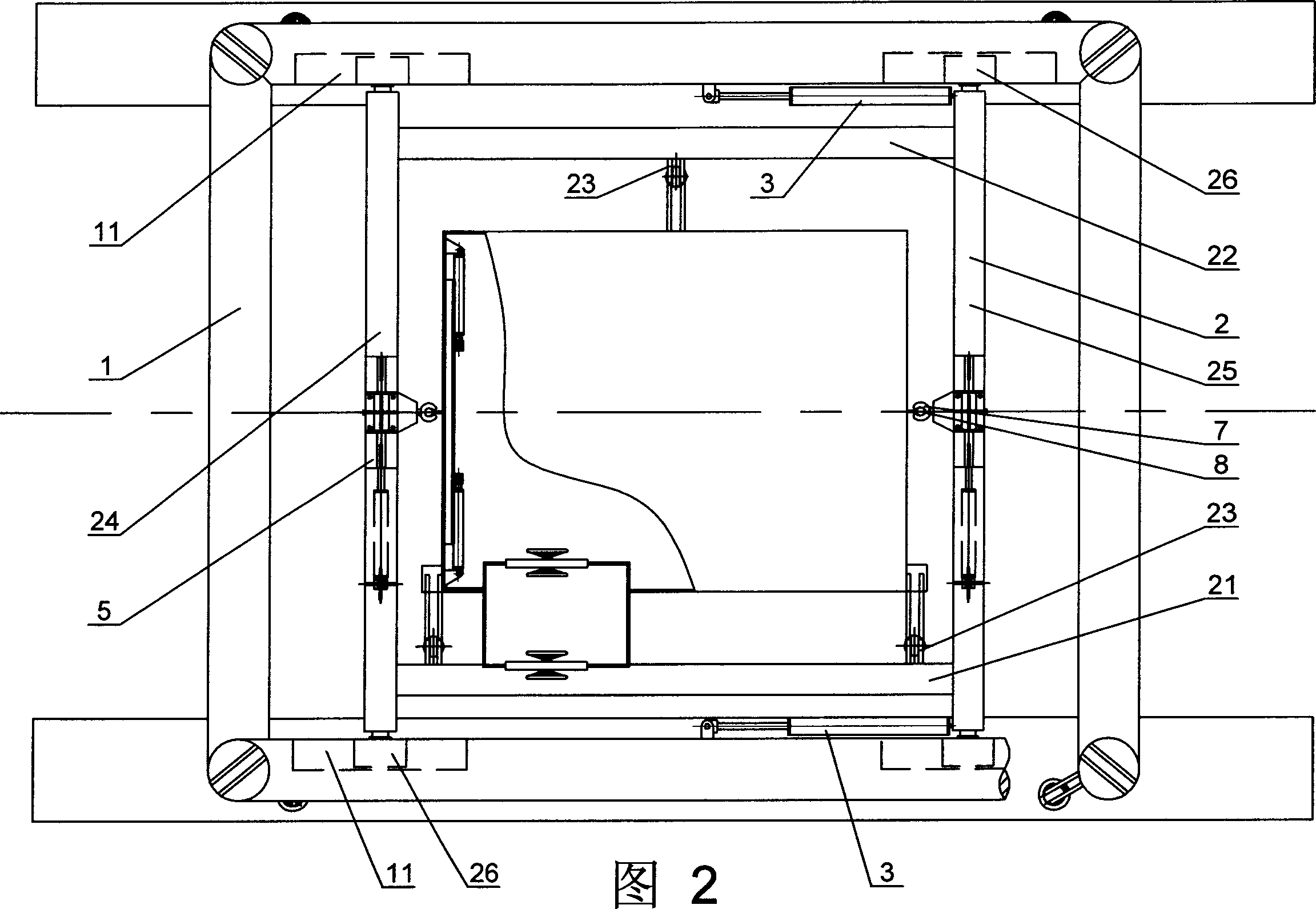 Three-dimensional implementing device for underwater dry type cabin