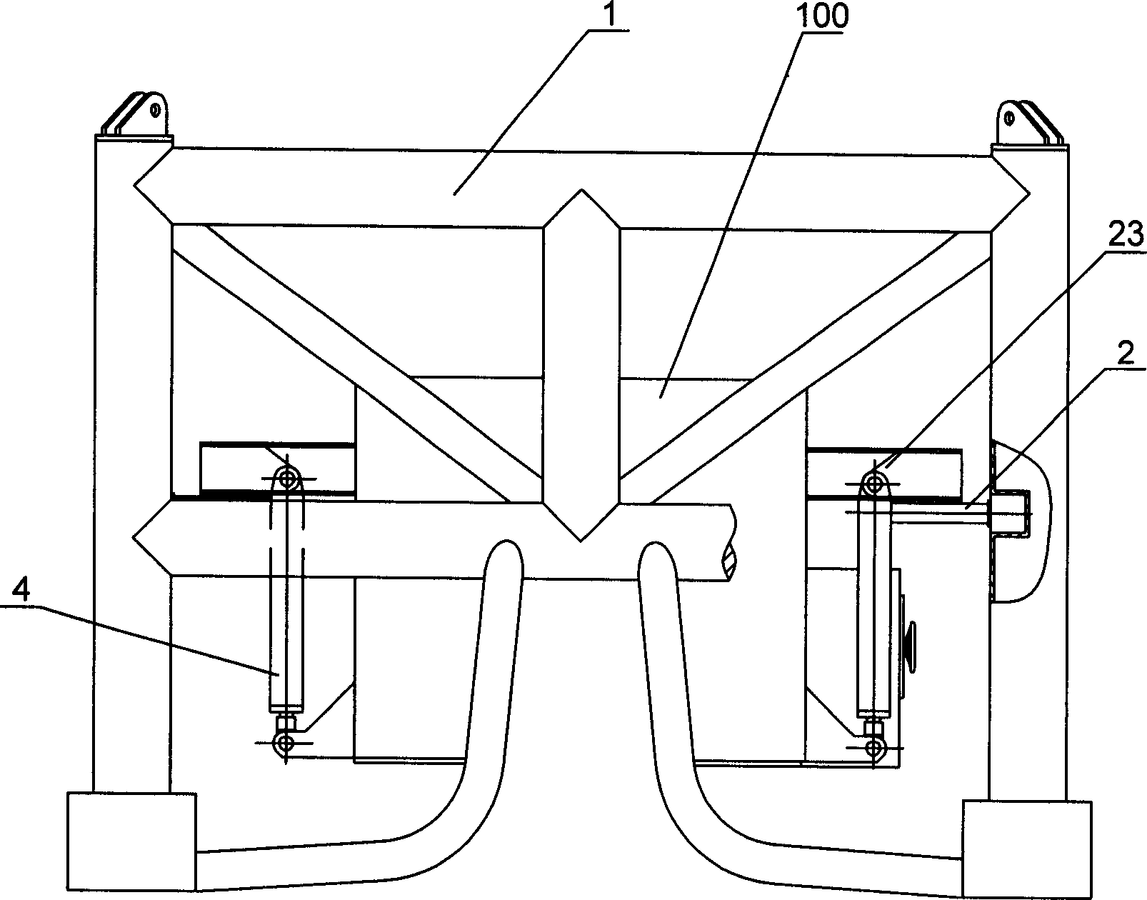 Three-dimensional implementing device for underwater dry type cabin