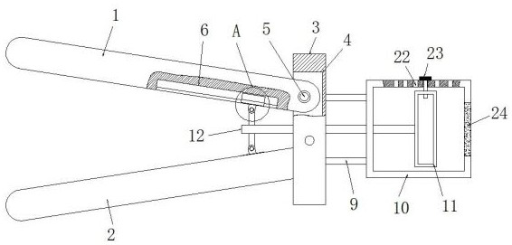 A magnifying glass angle adjustment mechanism for gynecological examination peepers