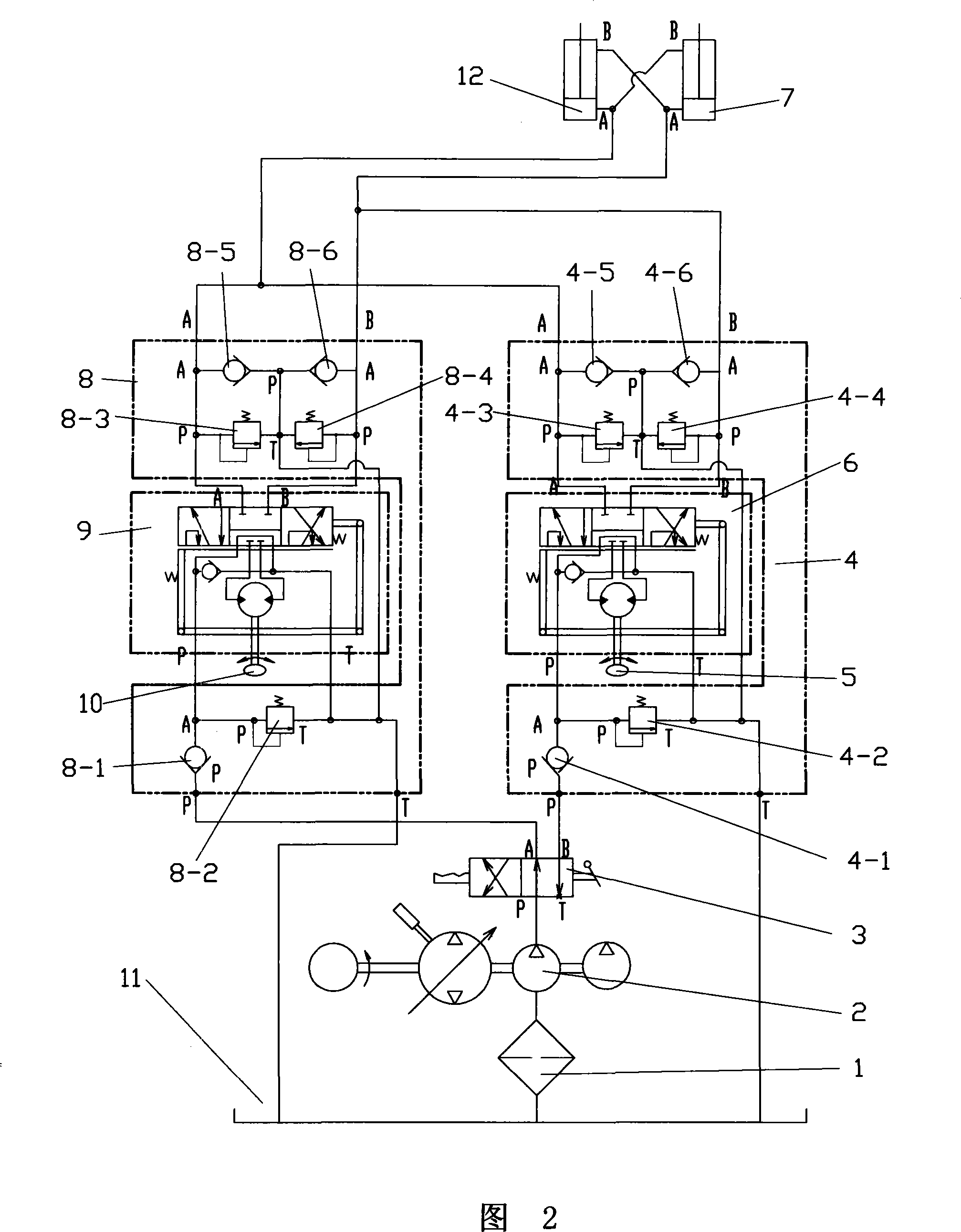 Bidirectional steering vehicle turning hydraulic system