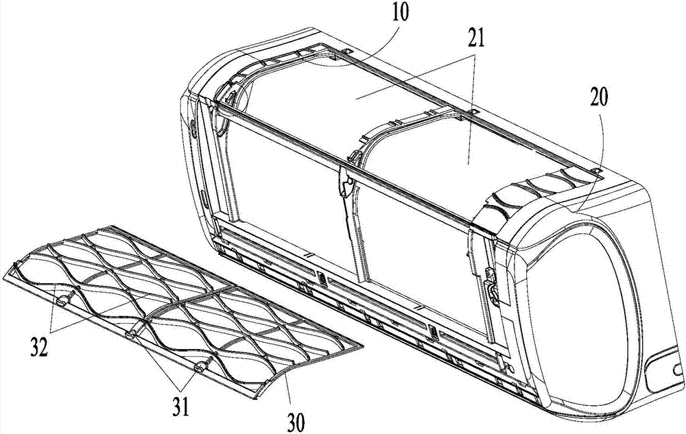 Filter net assembly and air conditioner