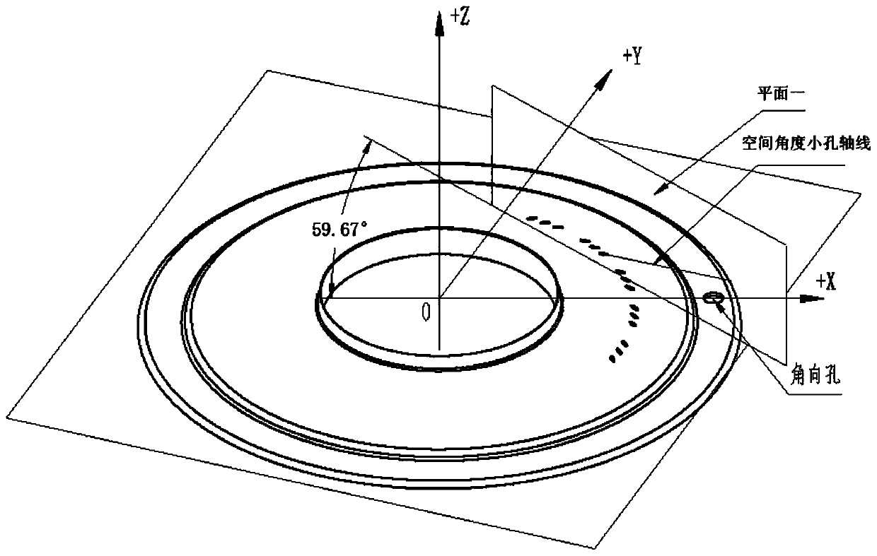 Machining method of spatial angle small hole of aviation component