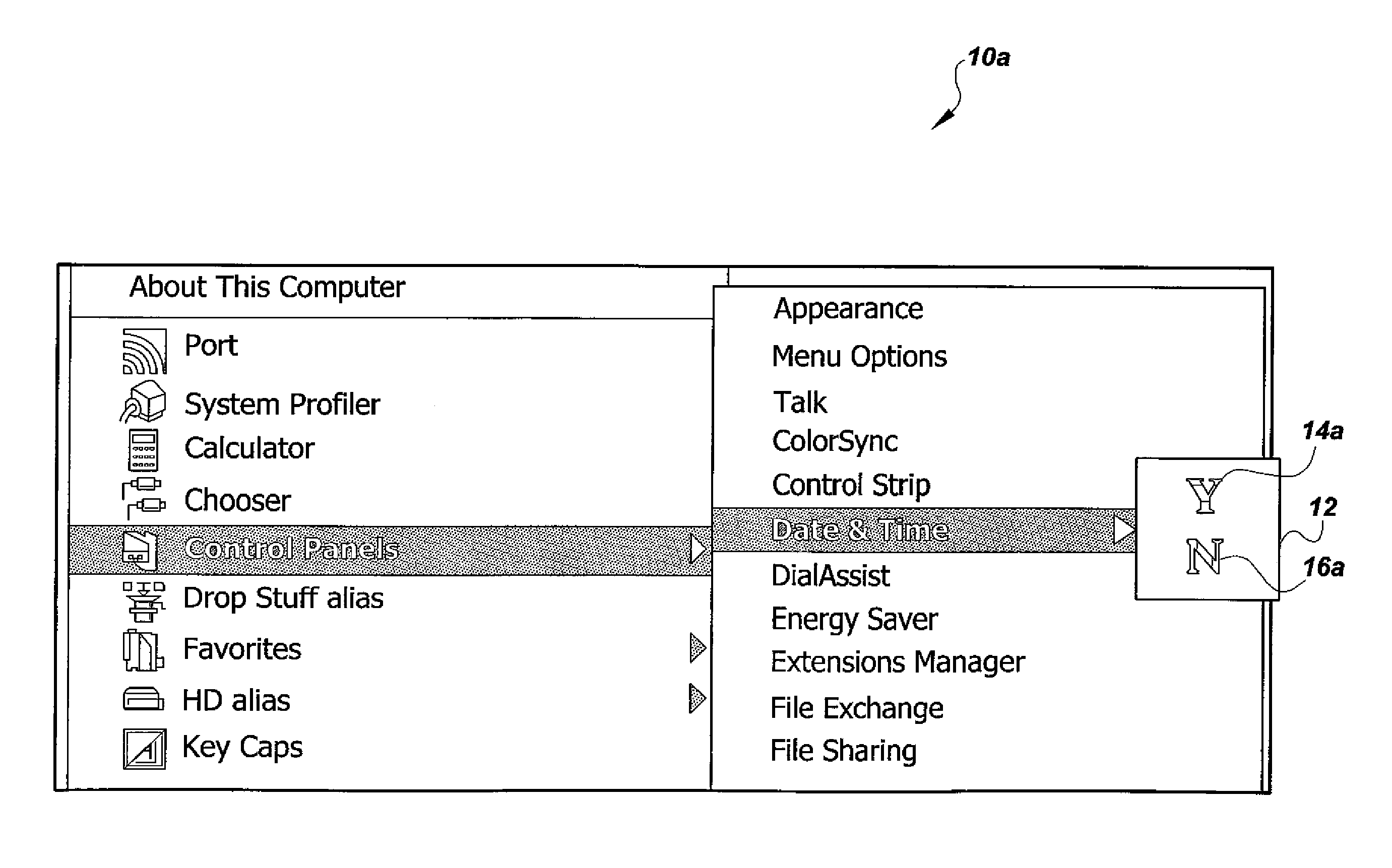 Cliclkess graphical user interface for displaying and selecting a pop-up menu